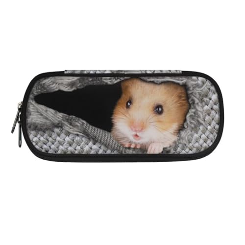 Jeiento Robustes Federmäppchen für Studenten, große Kapazität, Prüfung, Stifteetui für Mädchen, Jungen, Stiftebox, Erwachsene, Büro, Schreibwaren-Organizer, 3D-Hamster in der Tasche, Schulranzen von Jeiento