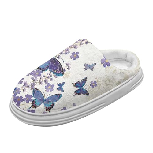 Jeiento Schmetterling Pantoffeln Frauen Fluffy Plattform Pantoffeln Winter Zuhause Schuhe Komfort Urlaub Schuhe Warme gemütliche Spa Pantoffel,36-37 EU von Jeiento