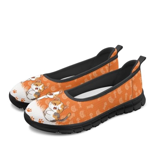 Jeiento Schöne Haustier Katze Frauen Slip On Loafers Business Arbeit Flats Casual Reise Schuhe Leichte rutschfeste Straße Laufschuhe,37 EU von Jeiento