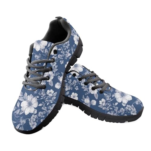 Jeiento Schuhe für Damen, Netzstoff, leicht, atmungsaktiv, Sport-Lauf-Sneaker, Schnür-Sneaker zum Wandern, Reisen, Blue Flowers Hibiscus, 42 EU Jeiento Schuhe für Damen, Netzstoff, leicht, atmungsaktiv, Sport-Lauf-Sneaker, Schnür-Sneaker zum Wandern, Reisen, Blue Flowers Hibiscus, 42 EU von Jeiento