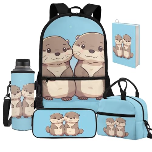 Jeiento Schultasche für Kinder, Jungen, Mädchen, leicht, lässig, Tagesrucksack mit Lunchtasche, Stifttasche, Buchschutz, Wasserflaschenhülle, Cartoon-Otter-Meerestier, Einheitsgröße, Daypack Rucksäcke Jeiento Schultasche für Kinder, Jungen, Mädchen, leicht, lässig, Tagesrucksack mit Lunchtasche, Stifttasche, Buchschutz, Wasserflaschenhülle, Cartoon-Otter-Meerestier, Einheitsgröße, Daypack Rucksäcke von Jeiento