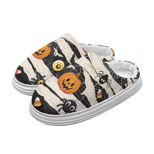 Jeiento Schwarz Weiße Streifen Kürbis Haus Pantoffel für Frauen Männer Plattform Slipeprs Warme Komfort Schlafzimmer Innenschuhe mit dicker Sohle,42-43 EU von Jeiento
