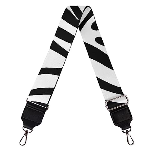 Jeiento Schwarzer Zebra Streifen Ersatz Breiter Schultergurt Laptop Tasche Gurt für Frauen Mädchen Gitarre Stil Verstellbarer Tragegurt Taschengurt mit Metallhaken von Jeiento