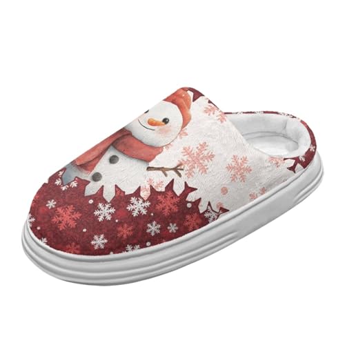 Jeiento Snowma Pantoffel für Frauen Dame warme fluffige Hausschuhe für Weihnachtsfeiertage Leichte gemütliche Schlafzimmerschuhe,38-39 EU von Jeiento