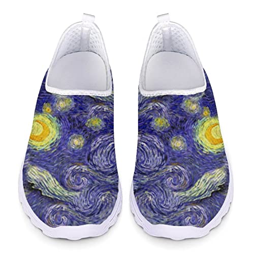 Jeiento Sportliche Weihnachts-Laufschuhe für Damen – modische Tennis-/Walking-Sneaker, Blauer Sternenhimmel, 40 EU von Jeiento