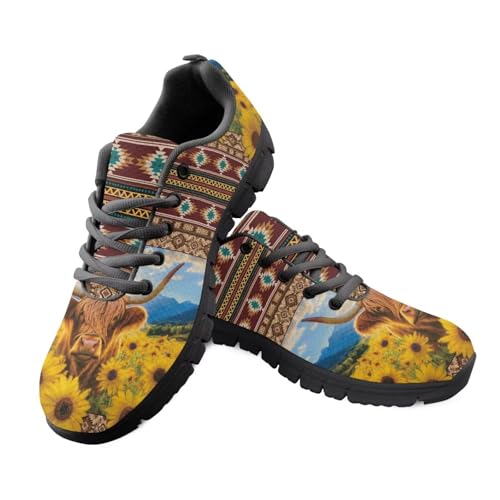 Jeiento Sportschuhe für Erwachsene, Laufschuhe, Fitnessstudio, Tennis, Sneaker, Netzstoff, lässig, niedrig, Wanderschuhe, Reise, flache Schuhe, Gelbe Sonnenblumenkuh, 40 EU Jeiento Sportschuhe für Erwachsene, Laufschuhe, Fitnessstudio, Tennis, Sneaker, Netzstoff, lässig, niedrig, Wanderschuhe, Reise, flache Schuhe, Gelbe Sonnenblumenkuh, 40 EU von Jeiento
