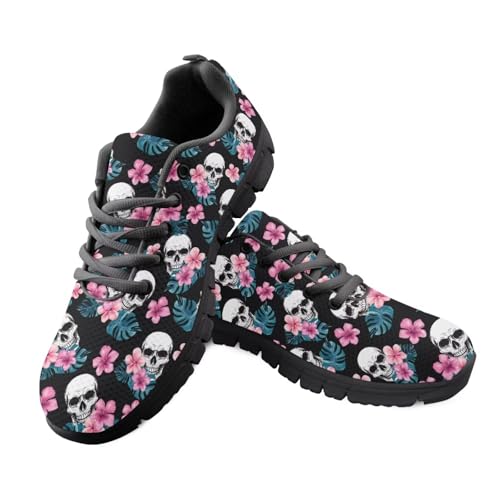 Jeiento Sportschuhe für Erwachsene, Netzstoff, Laufschuhe für Damen und Herren, Totenkopf-Muster, Sneaker, Schnürung, lässig, Wanderschuhe für Shopping, Arbeit, Reisen, Sport, Blume Totenkopf, 41 EU Jeiento Sportschuhe für Erwachsene, Netzstoff, Laufschuhe für Damen und Herren, Totenkopf-Muster, Sneaker, Schnürung, lässig, Wanderschuhe für Shopping, Arbeit, Reisen, Sport, Blume Totenkopf, 41 EU von Jeiento