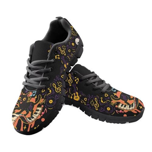Jeiento Sportschuhe für Erwachsene, Netzstoff, Laufschuhe für Damen und Herren, Totenkopf-Muster, Sneaker, Schnürung, lässig, Wanderschuhe für Shopping, Arbeit, Reisen, Sport, Musiknoten-Totenkopf, 43 Jeiento Sportschuhe für Erwachsene, Netzstoff, Laufschuhe für Damen und Herren, Totenkopf-Muster, Sneaker, Schnürung, lässig, Wanderschuhe für Shopping, Arbeit, Reisen, Sport, Musiknoten-Totenkopf, 43 von Jeiento