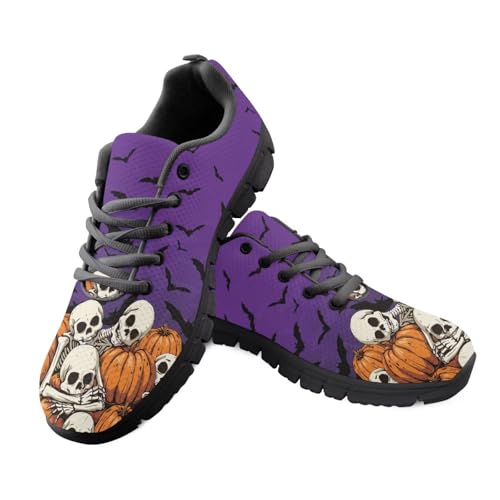 Jeiento Sportschuhe für Erwachsene, Netzstoff, Laufschuhe für Damen und Herren, Totenkopf-Muster, Sneaker, Schnürung, lässig, Wanderschuhe für Shopping, Arbeit, Reisen, Sport, Orange Kürbis-Skelett Jeiento Sportschuhe für Erwachsene, Netzstoff, Laufschuhe für Damen und Herren, Totenkopf-Muster, Sneaker, Schnürung, lässig, Wanderschuhe für Shopping, Arbeit, Reisen, Sport, Orange Kürbis-Skelett von Jeiento