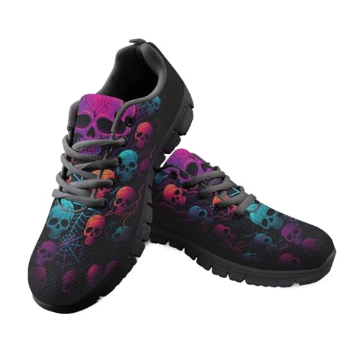 Jeiento Sportschuhe für Erwachsene, Netzstoff, Laufschuhe für Damen und Herren, Totenkopf-Muster, Sneaker, Schnürung, lässig, Wanderschuhe für Shopping, Arbeit, Reisen, Sport, Skelettkopf, 43 EU Jeiento Sportschuhe für Erwachsene, Netzstoff, Laufschuhe für Damen und Herren, Totenkopf-Muster, Sneaker, Schnürung, lässig, Wanderschuhe für Shopping, Arbeit, Reisen, Sport, Skelettkopf, 43 EU von Jeiento