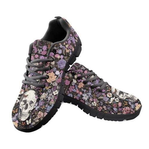Jeiento Sportschuhe für Erwachsene, Netzstoff, Laufschuhe für Damen und Herren, Totenkopf-Muster, Sneaker, Schnürung, lässig, Wanderschuhe für Shopping, Arbeit, Reisen, Sport, Sugar Flowers Skull Jeiento Sportschuhe für Erwachsene, Netzstoff, Laufschuhe für Damen und Herren, Totenkopf-Muster, Sneaker, Schnürung, lässig, Wanderschuhe für Shopping, Arbeit, Reisen, Sport, Sugar Flowers Skull von Jeiento