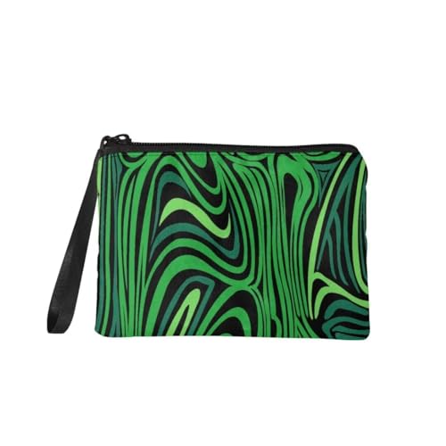 Jeiento St. Patrick's Day Münzgeldbörse Reißverschluss Make-up Kosmetiktasche Tragbare Multifunktion Kulturbeutel für Frauen Mädchen Grün Outdoor Handtasche, Grüne gedrehte Streifen, S, Münzbeutel von Jeiento