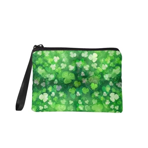 Jeiento St. Patrick's Day Münzgeldbörse Reißverschluss Make-up Kosmetiktasche Tragbare Multifunktion Kulturbeutel für Frauen Mädchen Grün Outdoor Handtasche, Grünes Herz, S, Münzbeutel von Jeiento