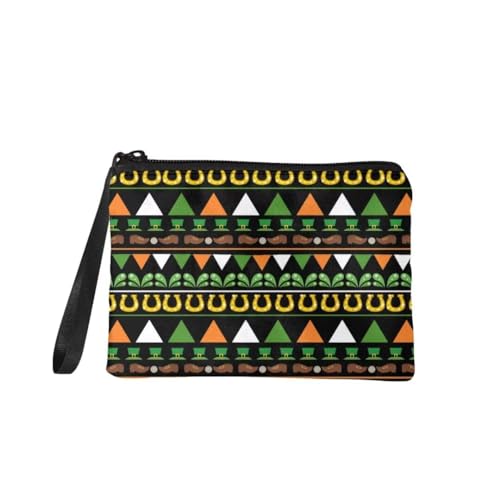 Jeiento St. Patrick's Day Münzgeldbörse Reißverschluss Make-up Kosmetiktasche Tragbare Multifunktion Kulturbeutel für Frauen Mädchen Grün Outdoor Handtasche, Hufeisen Irische Flagge Geometrie, S, von Jeiento