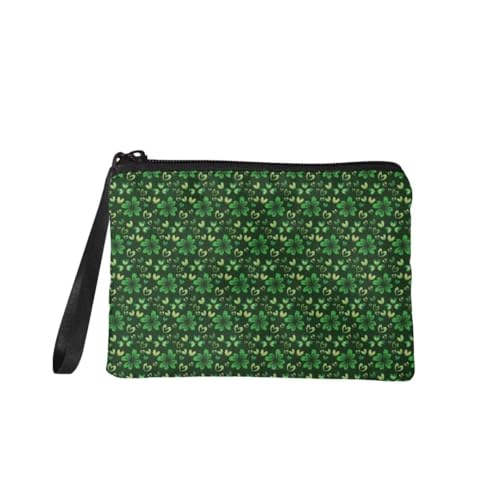 Jeiento St. Patrick's Day Münzgeldbörse Reißverschluss Make-up Kosmetiktasche Tragbare Multifunktion Kulturbeutel für Frauen Mädchen Grün Outdoor Handtasche, grün, S, Münzbeutel von Jeiento