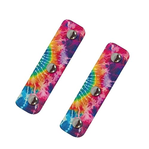 Jeiento Stilvolle 2 stücke Handtasche Griffe Anti-Snap Handschuhe Regenbogen Tie Dye Print Leder Geldbörse Koffer Griff Identifier Tag Einkaufstasche Halter für Handtaschen Brieftasche Tote Tasche von Jeiento