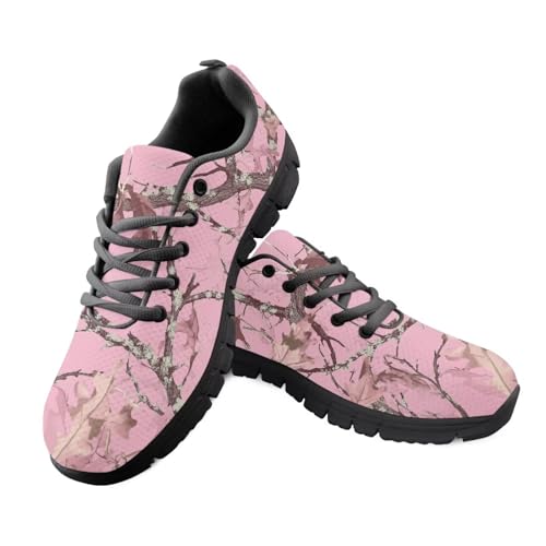 Jeiento Straßenlaufschuhe mit Blumenmuster für Damen, Netzstoff, atmungsaktiv, Sportschuhe, Schnürschuhe, flach, für Arbeit, Reisen, Pink Camouflage Jagd, 42 EU Jeiento Straßenlaufschuhe mit Blumenmuster für Damen, Netzstoff, atmungsaktiv, Sportschuhe, Schnürschuhe, flach, für Arbeit, Reisen, Pink Camouflage Jagd, 42 EU von Jeiento