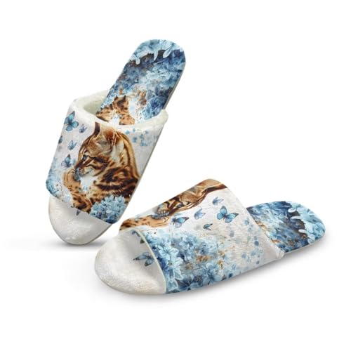 Jeiento Tier Haus Pantoffeln für Männer Frauen Schmetterlinge Cute Katze Pantoffel Warm Memory Foam Open Toe Haus Pantoffeln Rutschfeste Komfortable Zuhause Schuhe,38-39 EU von Jeiento
