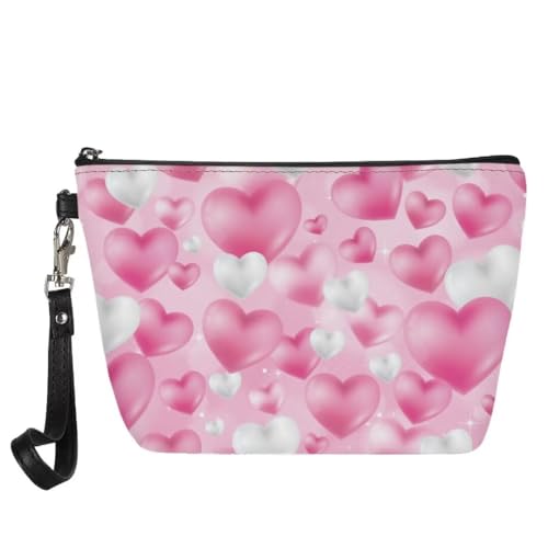 Jeiento Valentinstag-Leder-Make-up-Tasche, Geldbörse, Reise-Kosmetiktasche, multifunktional, kleine Kulturbeutel, praktische Tasche, Geschenke für Frauen und Mädchen, Valentinstagstasche, Valentinstag von Jeiento