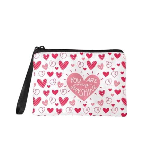 Jeiento Valentinstag Mini Geldbörse Münztasche für Frauen Mädchen Make Up Aufbewahrungstasche Herz Muster Reißverschluss Clutch Tasche, Valentinstag Geschenke Zubehör, Herzaufdruck You Are My von Jeiento