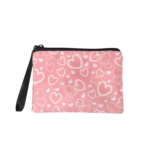 Jeiento Valentinstag Mini Geldbörse Münztasche für Frauen Mädchen Make Up Aufbewahrungstasche Herz Muster Reißverschluss Clutch Tasche, Valentinstag Geschenke Zubehör, Perle Herz Muster Musiknoten, S, von Jeiento