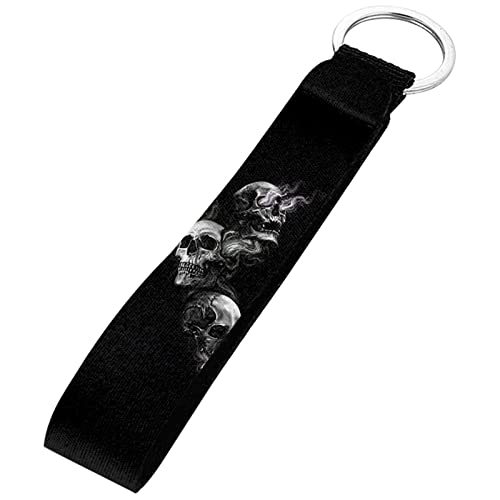 Jeiento Wristlet Lanyard Schlüsselanhänger Halter für Frauen Schlüsselanhänger mit Metallring für Autoschlüssel Rucksäcke Gym Daypacks, totenkopf, S von Jeiento