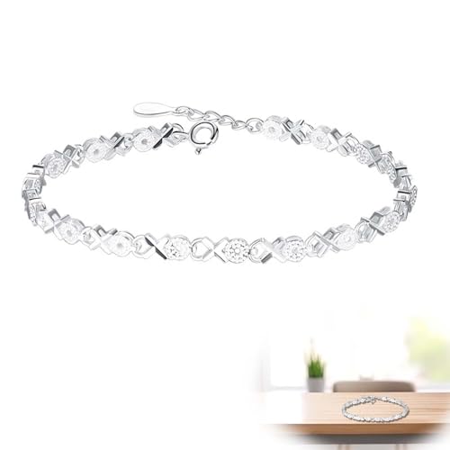 JeiibrZui 1 Stück Silber X Armbänder, Zirkon Cross Charm Armbänder, Armband Damen Silber Tennis, Verstellbares Armband Damen, Geschenke für Frauen Freundin Ehefrau Mutter Schwester von JeiibrZui