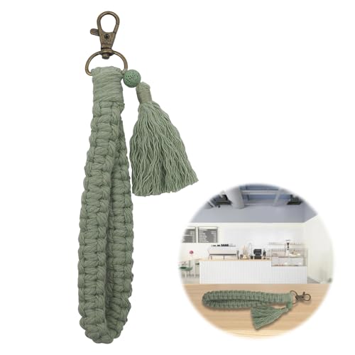 JeiibrZui Schlüsselanhänger, 1 Stück Makramee Schlüsselanhänger, Boho Geflochtener Schlüsselanhänger, Frau Makramee Handgefertigtes Armband, Handykette Schlüsselband von JeiibrZui