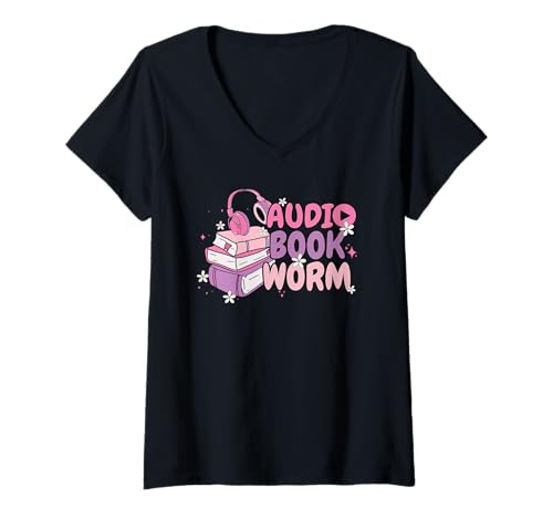 Damen Hörbuch Hörbuch Wurm - Lustiges Lesebuch Liebhaber Geschenk T-Shirt mit V-Ausschnitt Damen Hörbuch Hörbuch Wurm - Lustiges Lesebuch Liebhaber Geschenk T-Shirt mit V-Ausschnitt von Jeisy Covet Shop