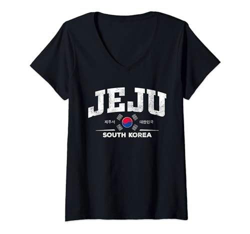 Damen Jeju South Korea T-Shirt mit V-Ausschnitt von Jeju South Korea Designs