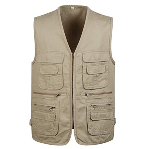 Jektotily Herren Baumwollweste Jacke Multi Pocket Weste Outdoor Angeln Camping Oberbekleidung ärmellos Reisen Fotografie Wandern Weste Gr. Small, khaki Jektotily Herren Baumwollweste Jacke Multi Pocket Weste Outdoor Angeln Camping Oberbekleidung ärmellos Reisen Fotografie Wandern Weste Gr. Small, khaki von Jektotily