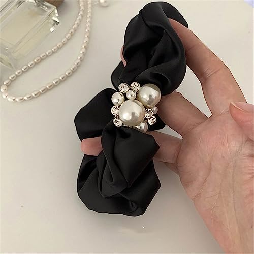 2 Stück Mode Pferdeschwanz Halter Hairband Elastisch Haargummi Halt Weich Haarband Scrunchie Haare Ringe Elegante Haar Seil Retro Gummiband Kopfbedeckung für Frauen Mädchen Haar-accessoire(Schwarz) von JekyTMP