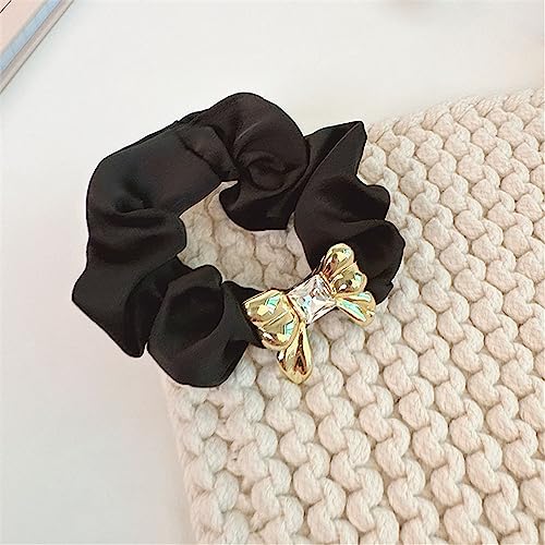 2 Stück Mode Pferdeschwanz Halter Hairband Elastisch Haargummi Satin Haarband Damen Scrunchie Weich Haare Ringe Haar Seil Gummiband Kopfbedeckung für Frauen Mädchen Haar-accessoire(Schwarz+Schwarz) von JekyTMP