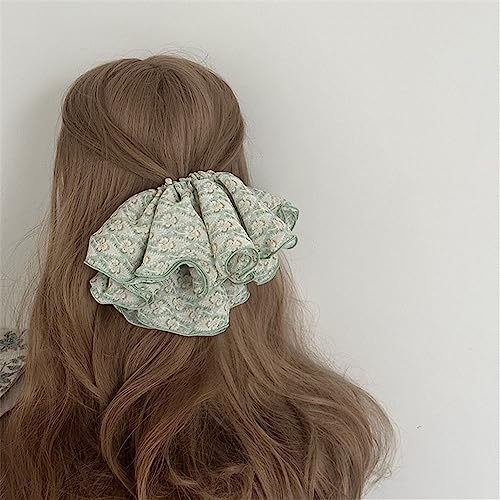 Chiffon Weich Stoff Haargummi Elastisch Haarband Pferdeschwanz Halter Retro Haare Ringe Scrunchie Mode Haar Seil Gummiband Kopfbedeckung Französische Haar-Accessoires für Damen und Mädchen(Grün) von JekyTMP