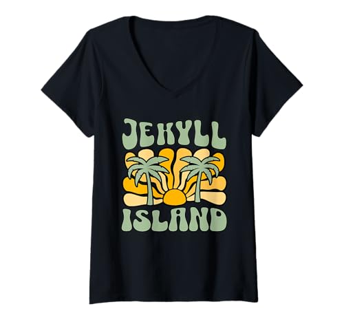 Damen Insel Jekyll T-Shirt mit V-Ausschnitt Damen Insel Jekyll T-Shirt mit V-Ausschnitt von Jekyll Island Beach Georgia Surfing Surf Ocean USA