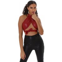 Hot Turtle Neck Wickel Crop Top im Leder-Look Rückenfrei von Jela London