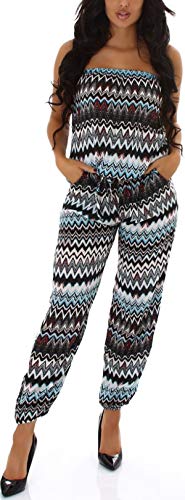 Jela London Damen Bandeau Overall trägerlos Sommer Onesie Jumpsuit luftig leicht Streifenmuster, Schwarz Jela London Damen Bandeau Overall trägerlos Sommer Onesie Jumpsuit luftig leicht Streifenmuster, Schwarz von Jela London