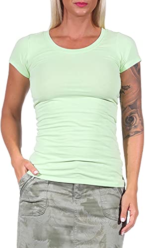 Jela London Damen Basic Longshirt T Shirt lang Stretch Rundhals Kurzarm einfarbig, Grün 98, 36-38 (L) von Jela London