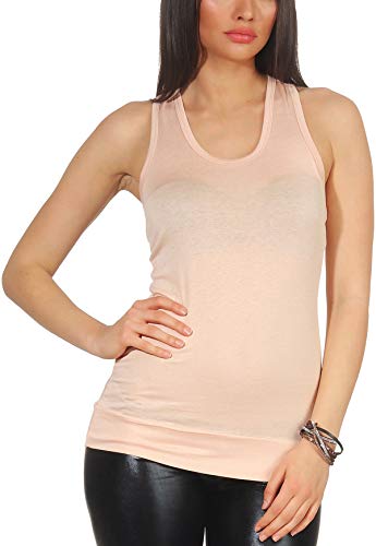 Jela London Damen Basic Träger Tank Top Stretch Racerback, Rosa dünn 34-38 von Jela London