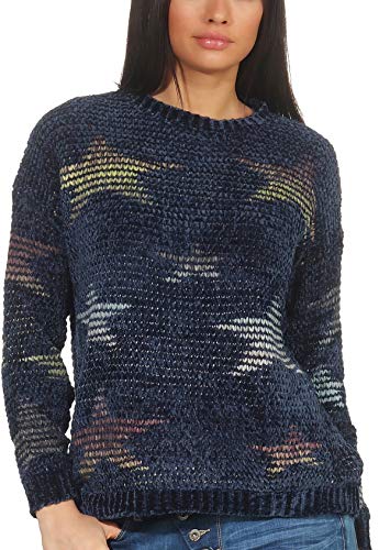 Jela London Damen Feinstrick Fransen Pullover kuschelig Sterne Retro flauschig, Dunkelblau 36-38 von Jela London