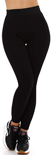 Jela London Damen Fitness Leggings Stretchhose Streifen Bodycon Feinripp, 119 Schwarz 38-40 von Jela London