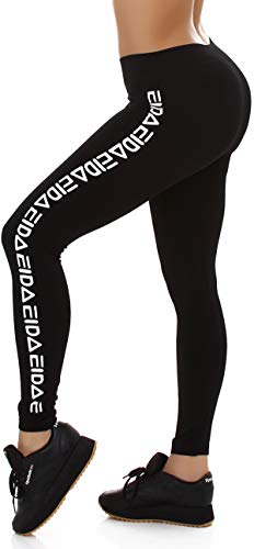 Jela London Damen Fitness-Leggings Yogapants Sport Freizeit Gymnastics High-Waist hoher Bund Fleece Stretch, Silber 34-38 von Jela London
