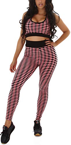 Jela London Damen Fitness Zweiteiler Sport-Set Crop-Top High-Waist Leggings Slim-Fit, Flamingo-Rosa 34-36 Jela London Damen Fitness Zweiteiler Sport-Set Crop-Top High-Waist Leggings Slim-Fit, Flamingo-Rosa 34-36 von Jela London