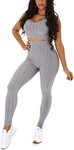 Jela London Damen Fitness Zweiteiler Sport-Set Crop-Top High-Waist Leggings Slim-Fit, Grau 38-40 Jela London Damen Fitness Zweiteiler Sport-Set Crop-Top High-Waist Leggings Slim-Fit, Grau 38-40 von Jela London