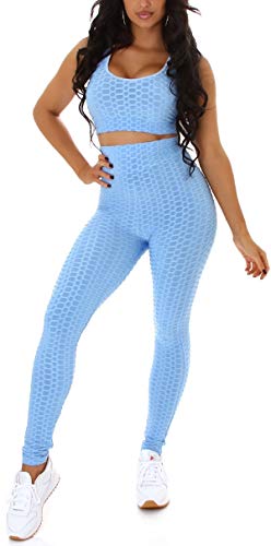 Jela London Damen Fitness Zweiteiler Sport-Set Crop-Top High-Waist Leggings Slim-Fit, Hellblau 34-36 Jela London Damen Fitness Zweiteiler Sport-Set Crop-Top High-Waist Leggings Slim-Fit, Hellblau 34-36 von Jela London