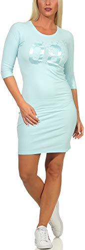 Jela London Damen Freizeit-Kleid College-Style Feinripp Stretch Bodycon, Türkis 36-38 von Jela London