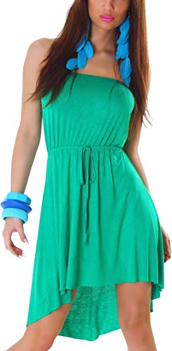 Jela London Damen Freizeitkleid Bandeau Stretch A-Linie Vokuhila, Grün von Jela London