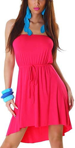 Jela London Damen Freizeitkleid Bandeau Stretch A-Linie Vokuhila, Pink von Jela London