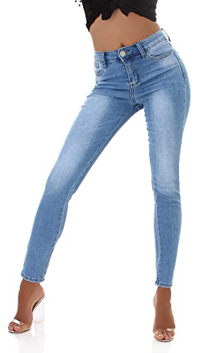 Jela London Damen High Waist Jeans Skinny Stretch Skinny Slim, Hellblau 34-36 von Jela London