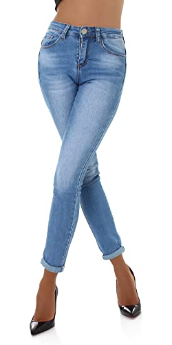 Jela London Damen High Waist Jeans Skinny Stretch Stone Washed, Blau 36-38 von Jela London